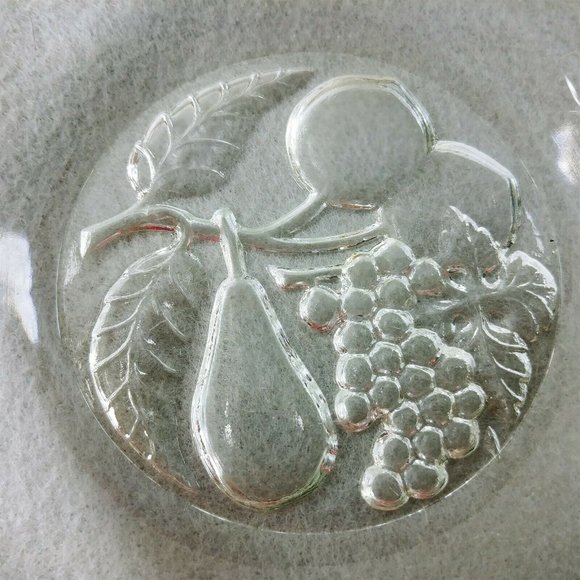 Dessert Bowls Glass Fruit Design on Bottom Bubble Handles Set of 4 - Picture 2 of 8